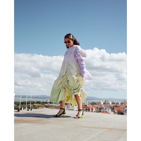 Unreal Fields Simone Black Sandals Acrylic Heel Green Size Eu 40 Us 9 - Picture 12 of 13